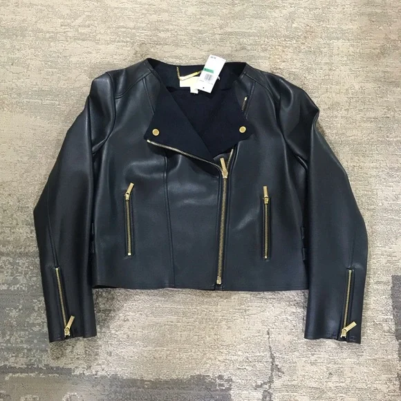 Michael KORS Faux Leather Biker Jacket Size L